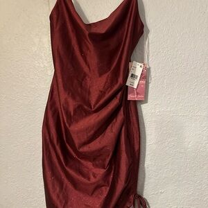 Fashion Nova Wine Red Backless Dress